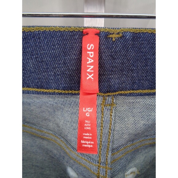 Spanx Wide Leg Pull On Jeans Size Large Tall Raw Indigo 20547T - Picture 11 of 12